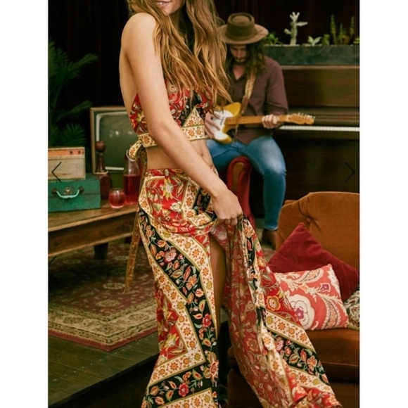 NWT Spell & Gypsy Designs Lolita Split Maxi Skirt Campfire - Picture 3 of 11